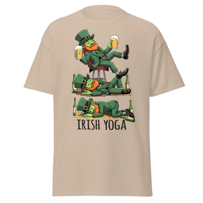 Irish Yoga T-Shirt – Funny Leprechaun St. Patrick’s Day Tee - Sand - T-Shirts Online