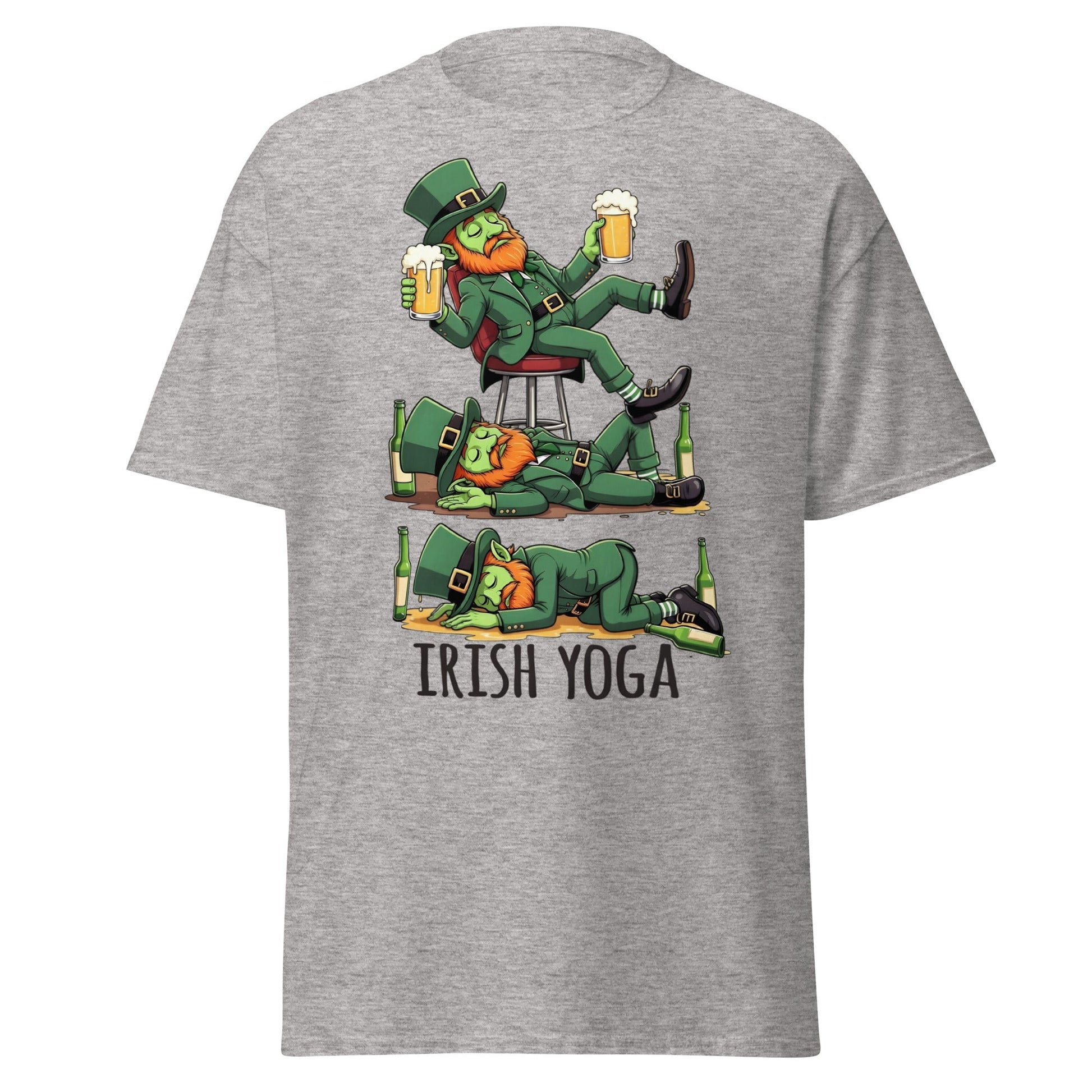 Irish Yoga T-Shirt – Funny Leprechaun St. Patrick’s Day Tee - Sport Grey - T-Shirts Online