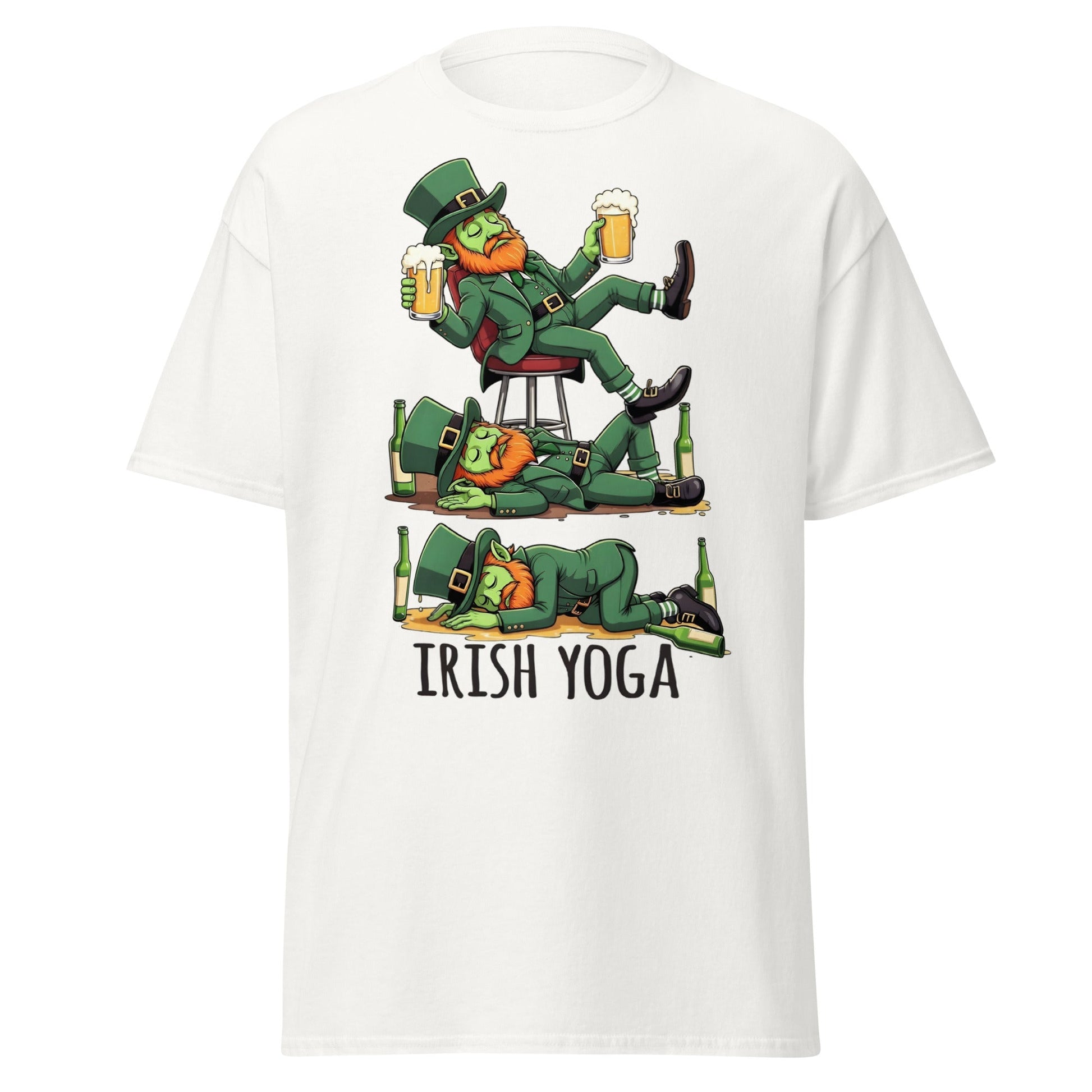 Irish Yoga T-Shirt – Funny Leprechaun St. Patrick’s Day Tee - White - T-Shirts Online
