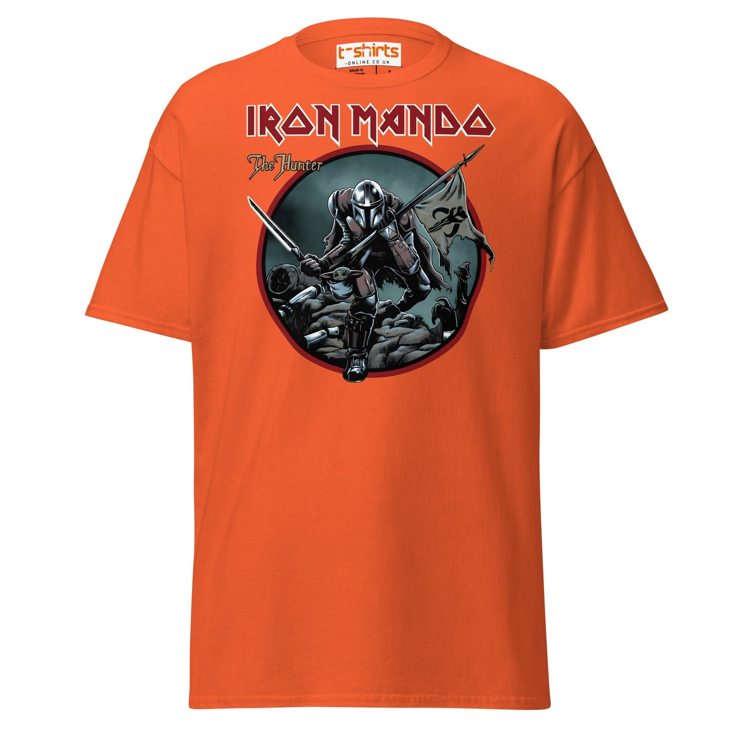 Iron Mando T-Shirt – The Hunter Parody Design Tee - Orange - T-Shirts Online