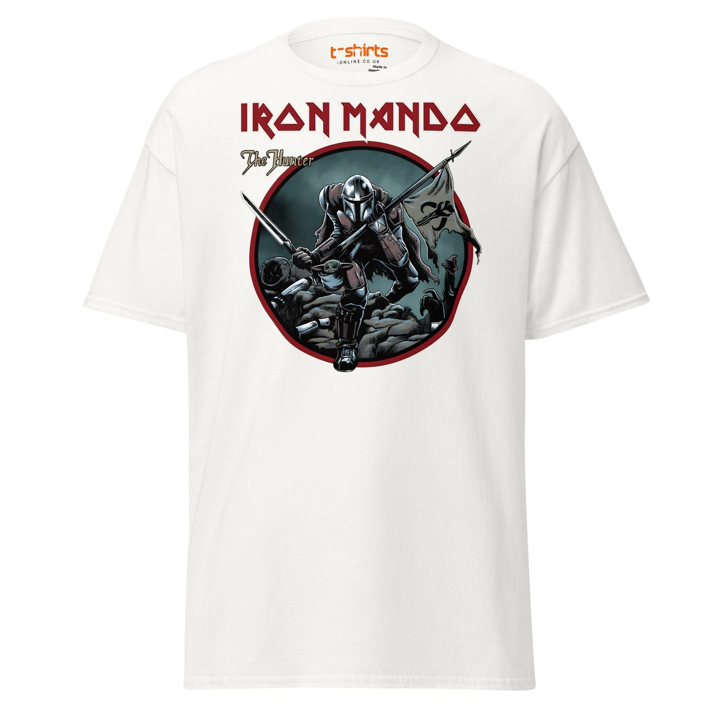 Iron Mando T-Shirt – The Hunter Parody Design Tee - White - T-Shirts Online