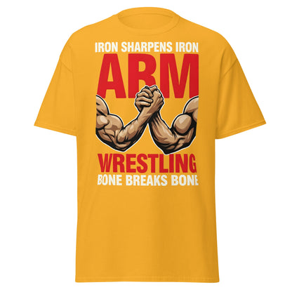 Iron Sharpens Iron Arm Wrestling T-Shirt - Intense Gym Tee - Gold - T-Shirts Online