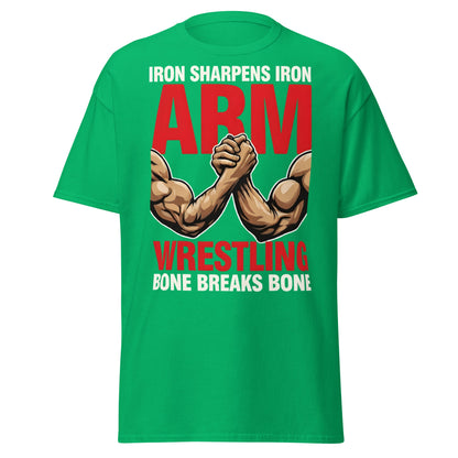 Iron Sharpens Iron Arm Wrestling T-Shirt - Intense Gym Tee - Irish Green - T-Shirts Online