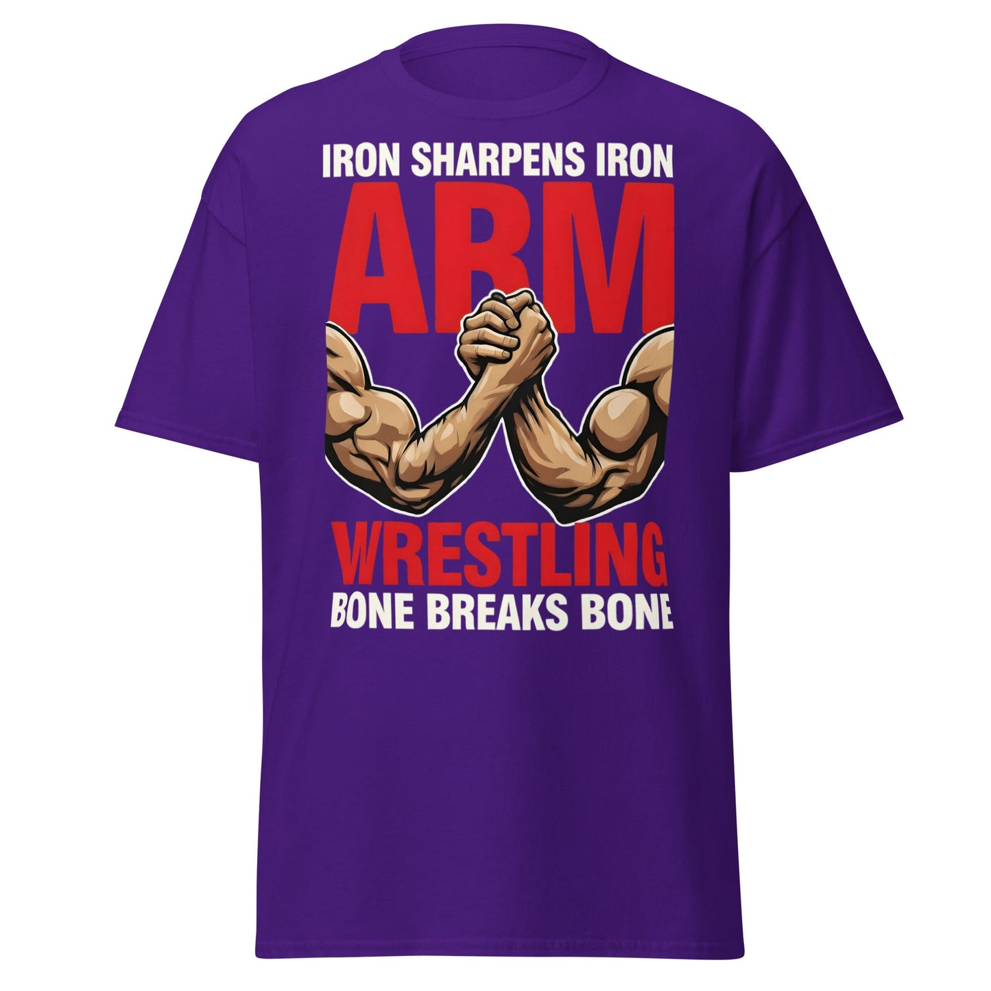 Iron Sharpens Iron Arm Wrestling T-Shirt - Intense Gym Tee - Purple - T-Shirts Online