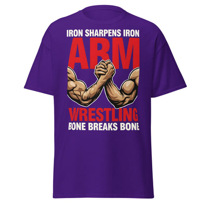 Iron Sharpens Iron Arm Wrestling T-Shirt - Intense Gym Tee - Purple - T-Shirts Online