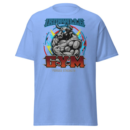 Ironville Gym Forged Strength Bull Power T-Shirt - Carolina Blue - T-Shirts Online