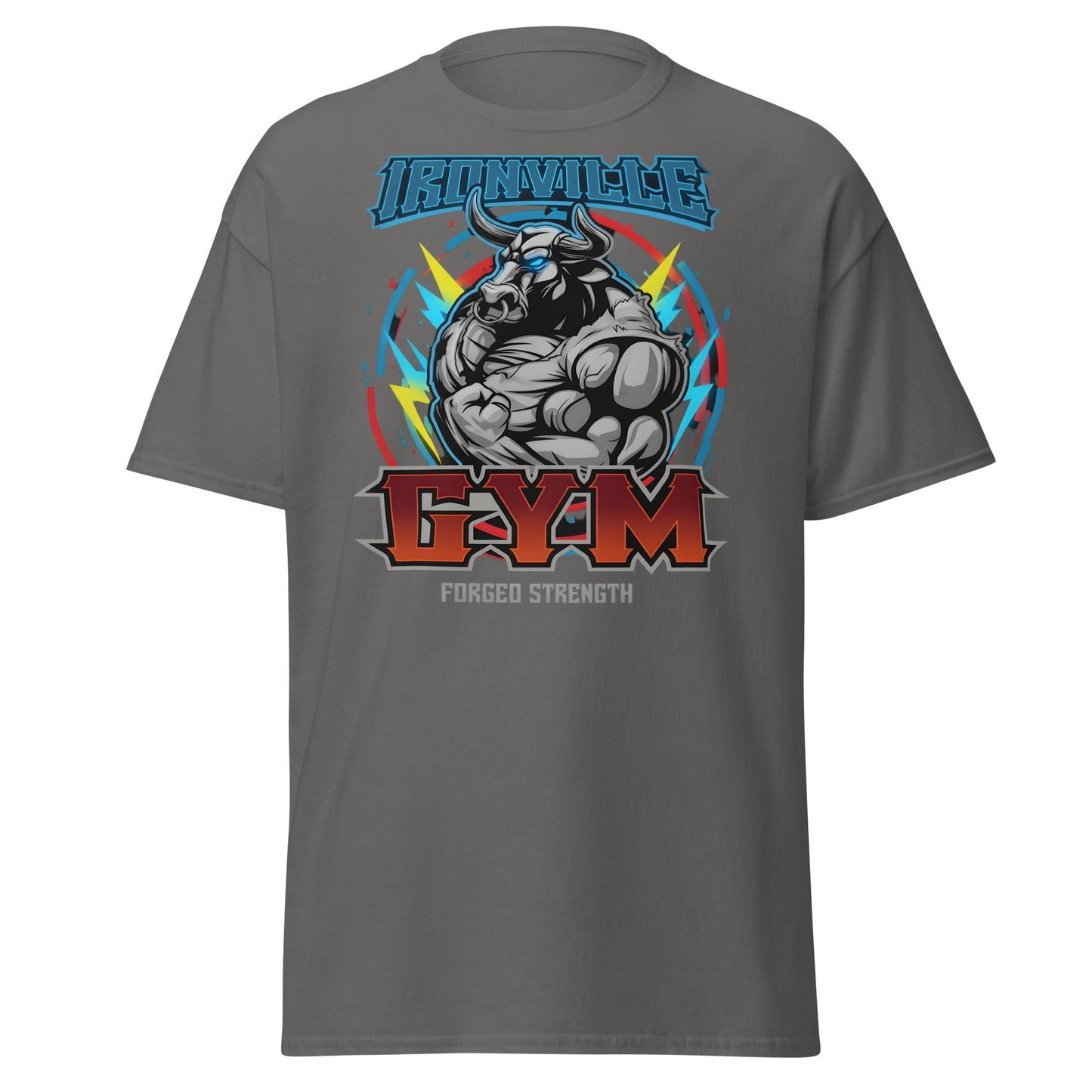 Ironville Gym Forged Strength Bull Power T-Shirt - Charcoal - T-Shirts Online