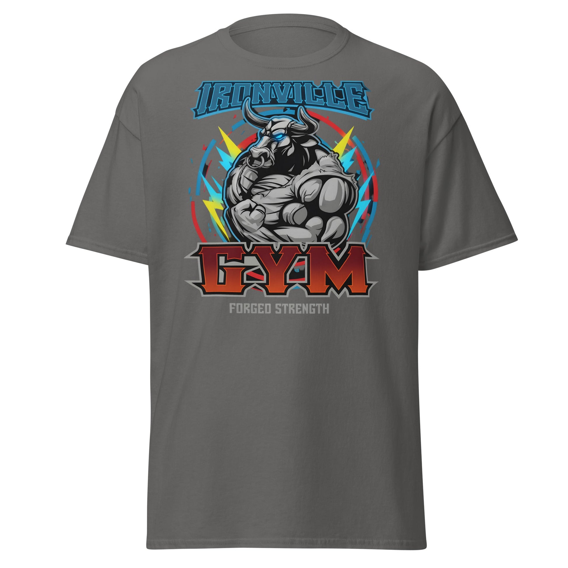 Ironville Gym Forged Strength Bull Power T-Shirt - Charcoal - T-Shirts Online