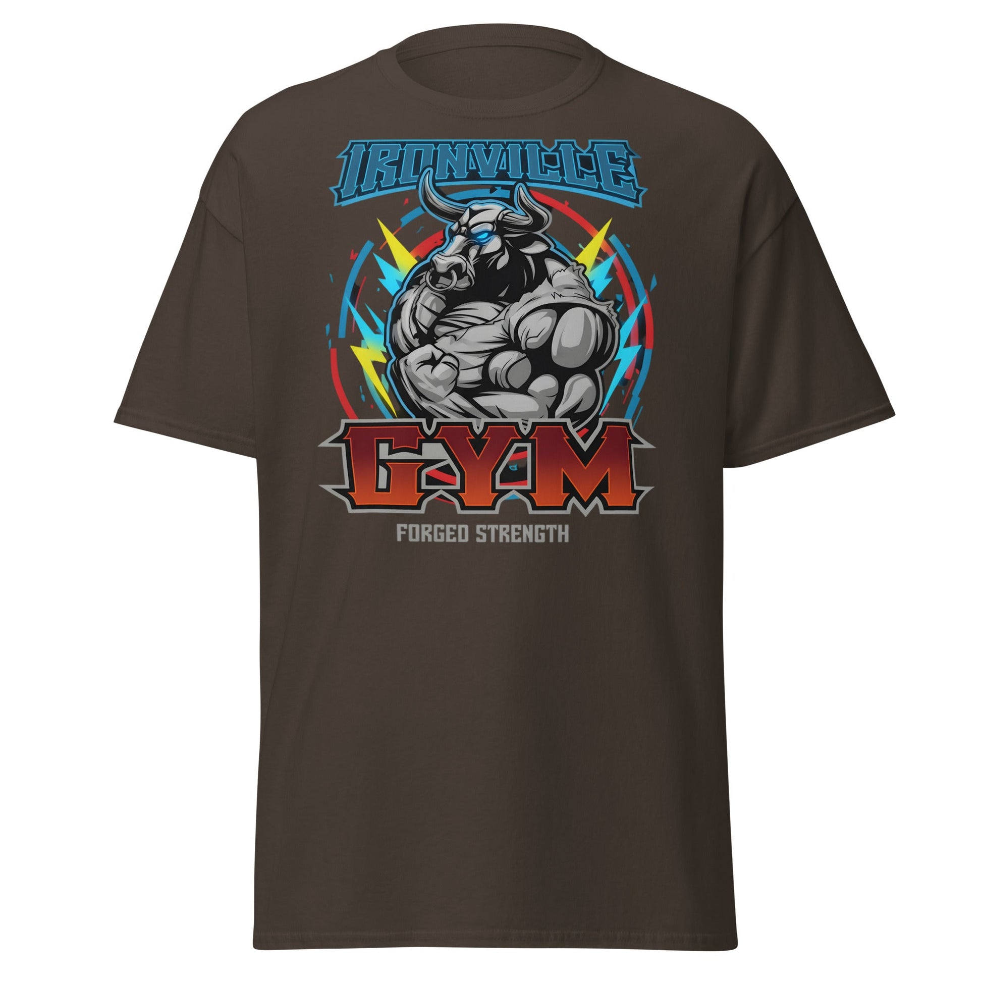 Ironville Gym Forged Strength Bull Power T-Shirt - Dark Chocolate - T-Shirts Online