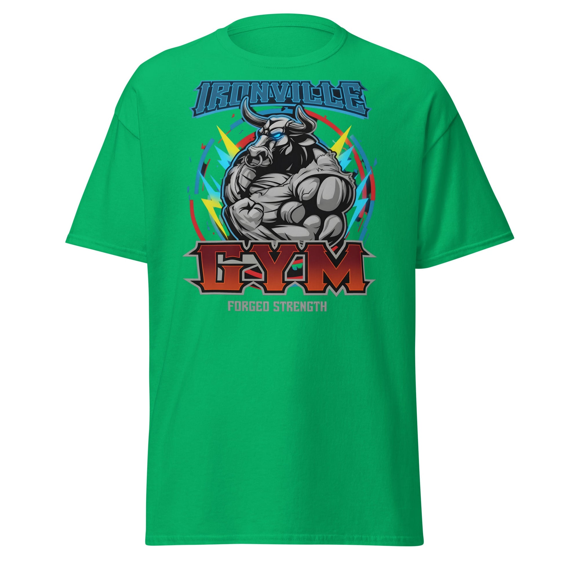 Ironville Gym Forged Strength Bull Power T-Shirt - Irish Green - T-Shirts Online