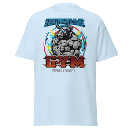 Ironville Gym Forged Strength Bull Power T-Shirt - Light Blue - T-Shirts Online