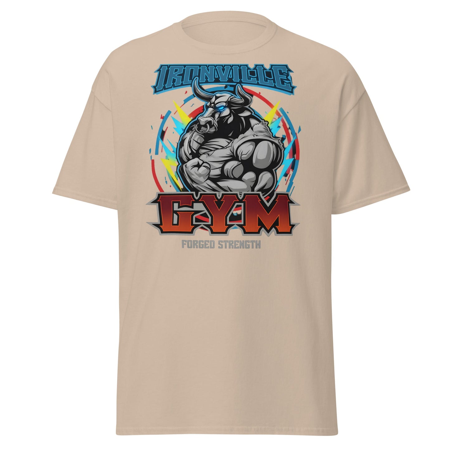 Ironville Gym Forged Strength Bull Power T-Shirt - Sand - T-Shirts Online