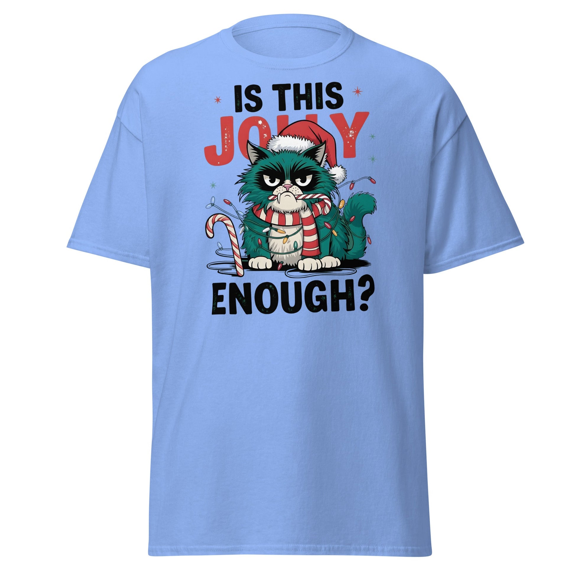 Is This Jolly Enough Grumpy Cat Christmas T-Shirt - Carolina Blue - T-Shirts Online