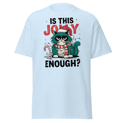 Is This Jolly Enough Grumpy Cat Christmas T-Shirt - Light Blue - T-Shirts Online