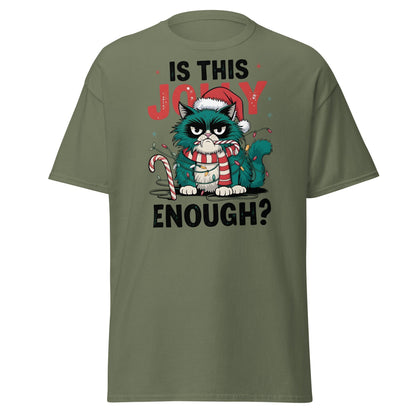 Is This Jolly Enough Grumpy Cat Christmas T-Shirt - Military Green - T-Shirts Online
