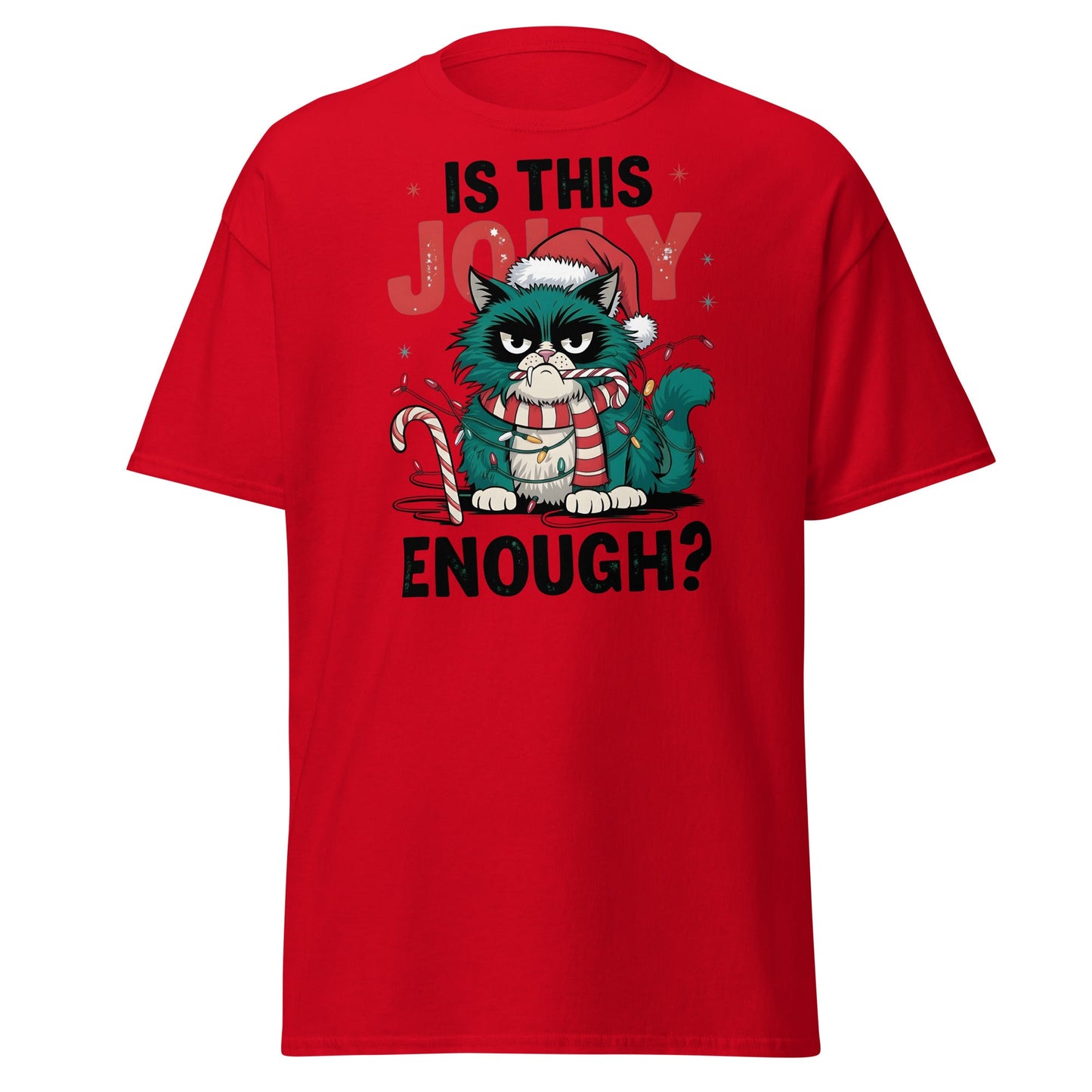 Is This Jolly Enough Grumpy Cat Christmas T-Shirt - Red - T-Shirts Online