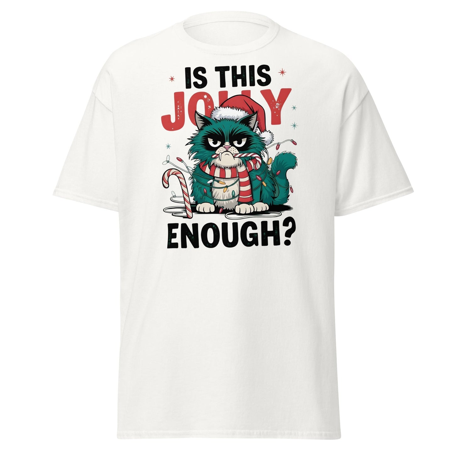Is This Jolly Enough Grumpy Cat Christmas T-Shirt - White - T-Shirts Online