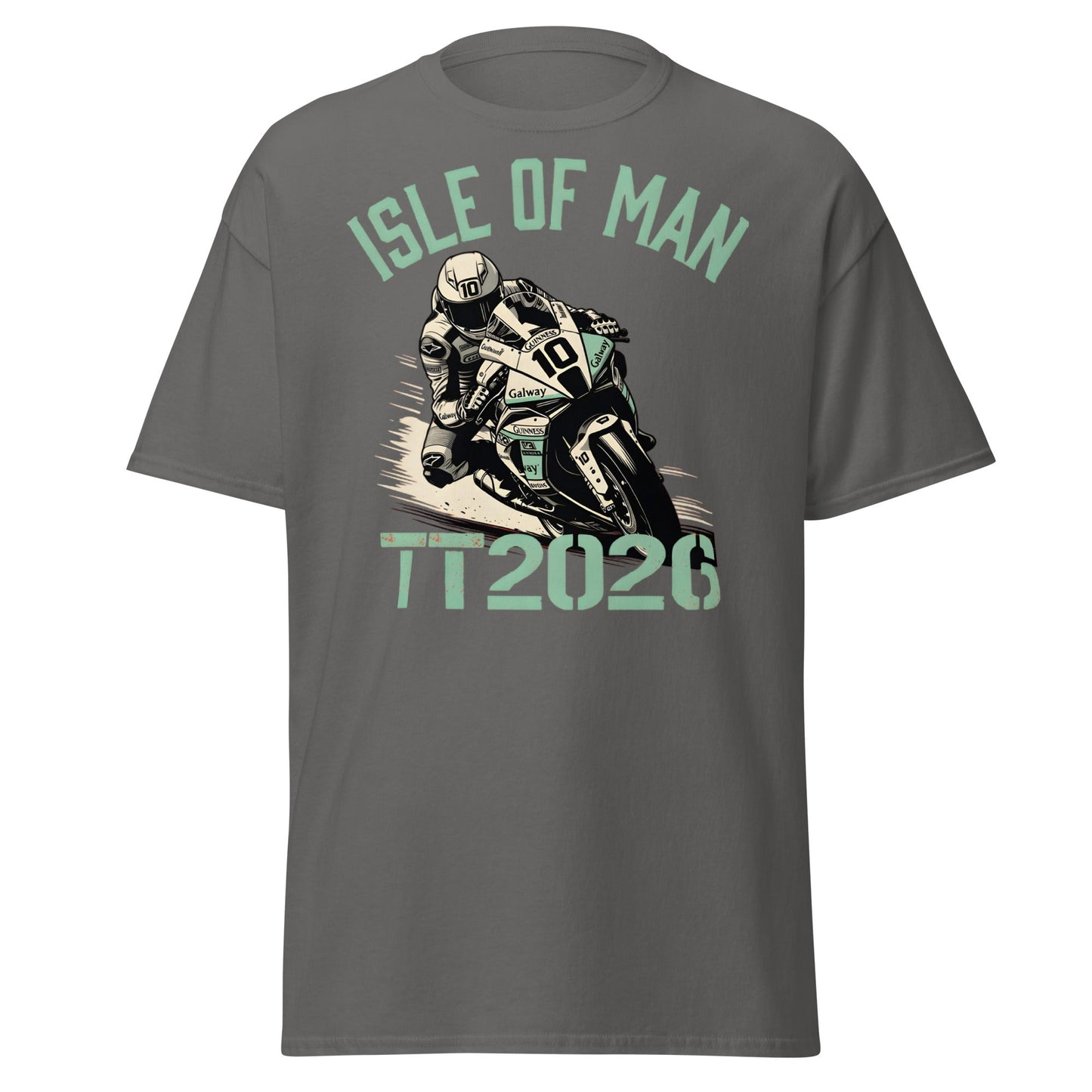 Isle of Man TT 2026 Racing T-Shirt - Vintage Biker Graphic - Charcoal - T-Shirts Online