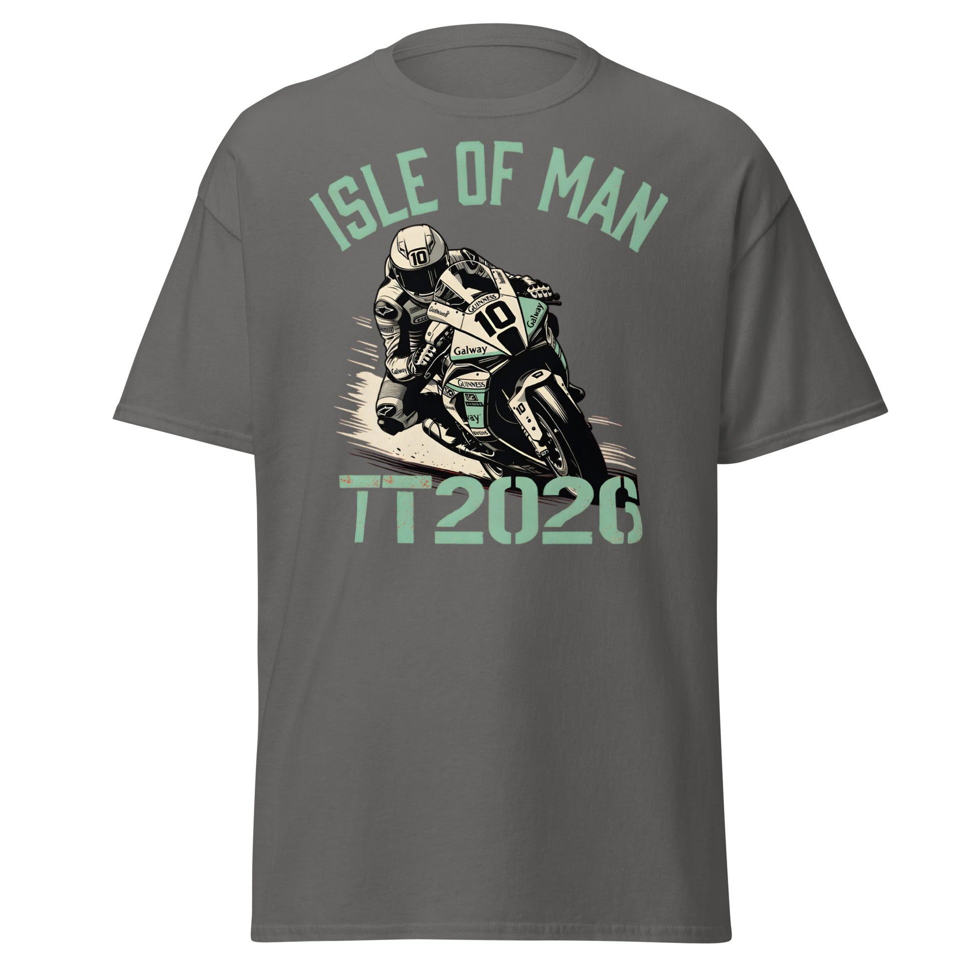 Isle of Man TT 2026 Racing T-Shirt - Vintage Biker Graphic - Charcoal - T-Shirts Online