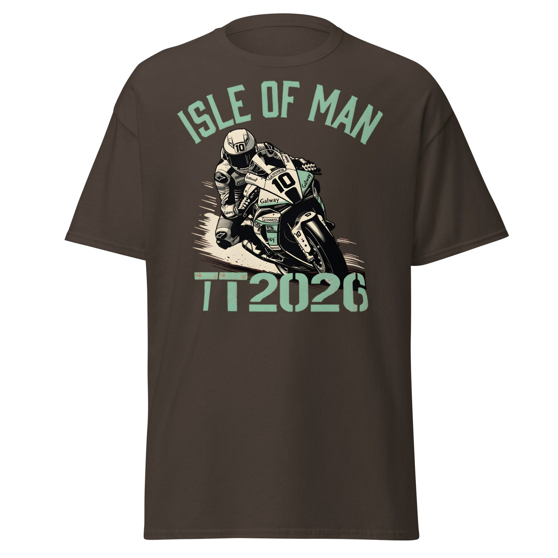 Isle of Man TT 2026 Racing T-Shirt - Vintage Biker Graphic - Dark Chocolate - T-Shirts Online