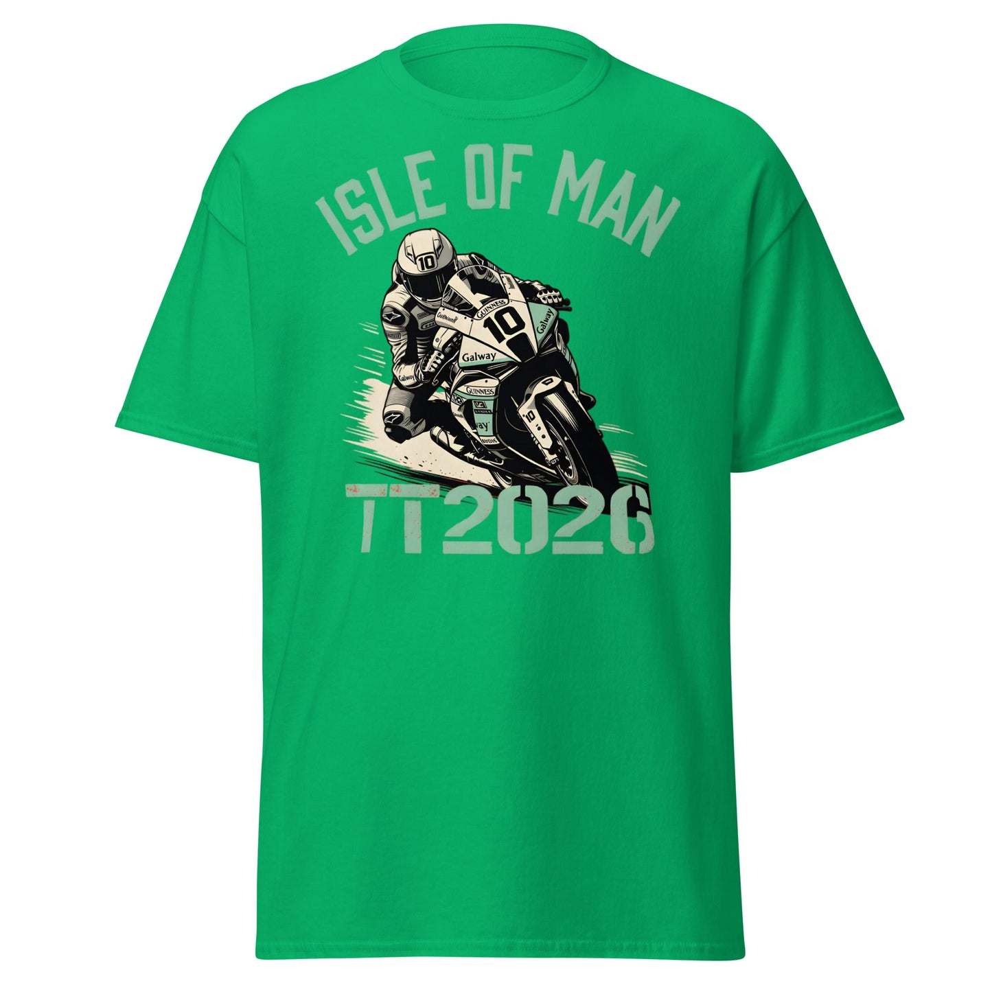 Isle of Man TT 2026 Racing T-Shirt - Vintage Biker Graphic - Irish Green - T-Shirts Online
