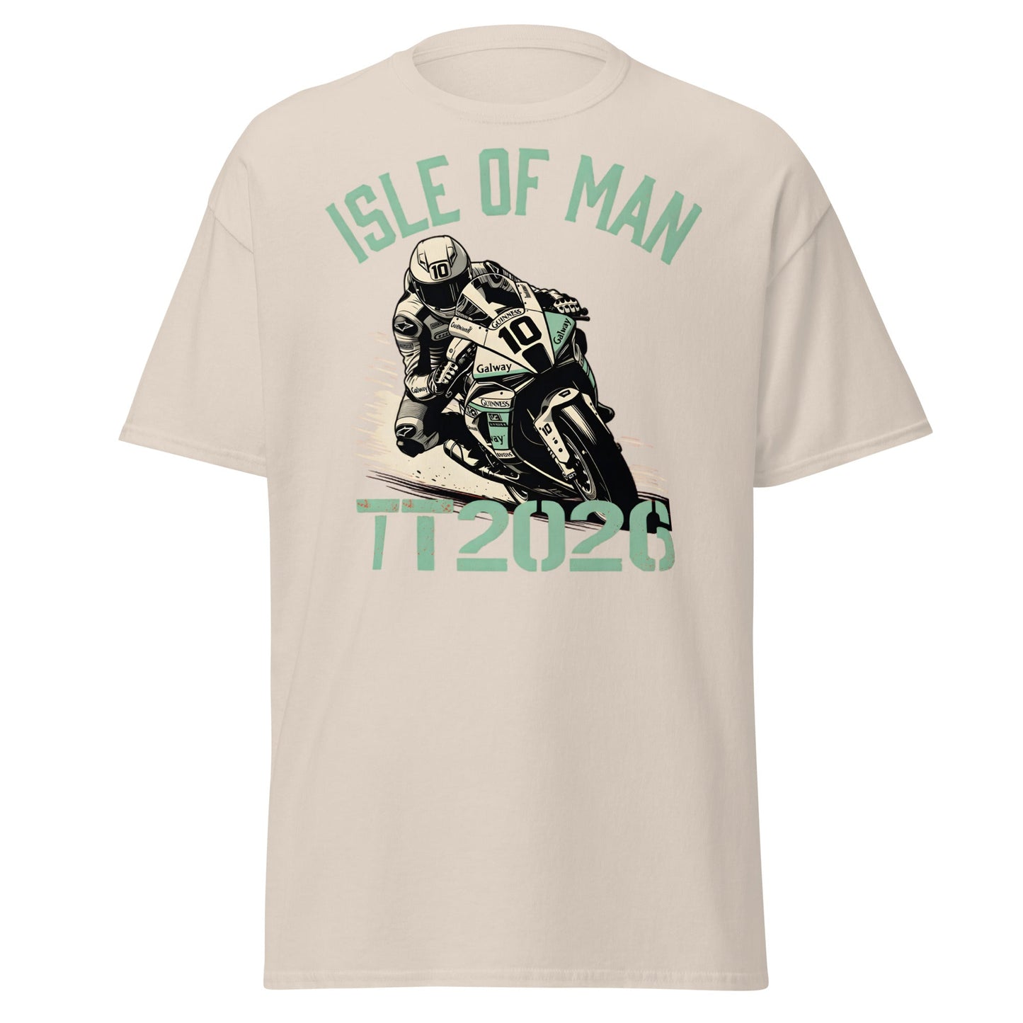 Isle of Man TT 2026 Racing T-Shirt - Vintage Biker Graphic - Natural - T-Shirts Online