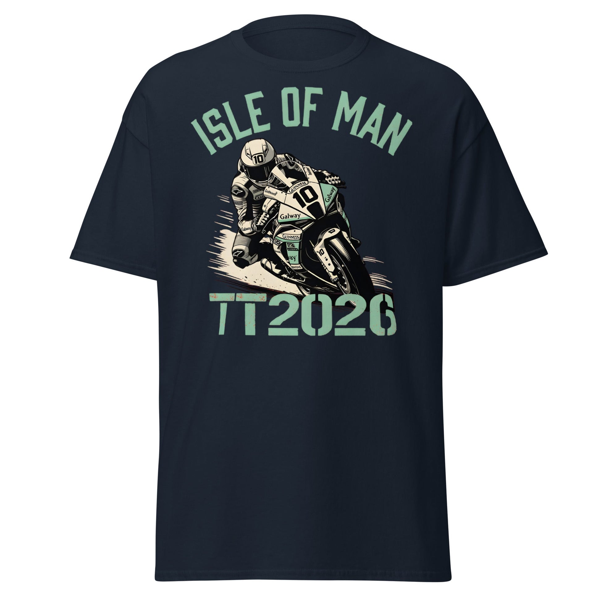 Isle of Man TT 2026 Racing T-Shirt - Vintage Biker Graphic - Navy - T-Shirts Online