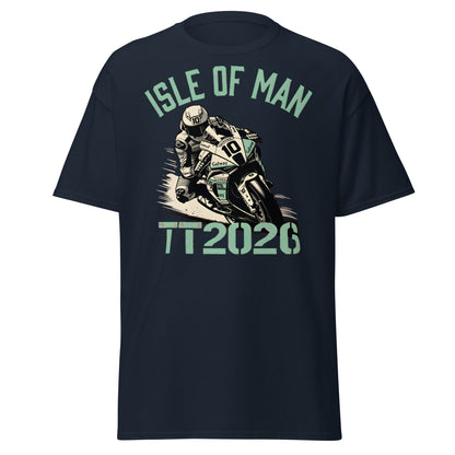 Isle of Man TT 2026 Racing T-Shirt - Vintage Biker Graphic - Navy - T-Shirts Online