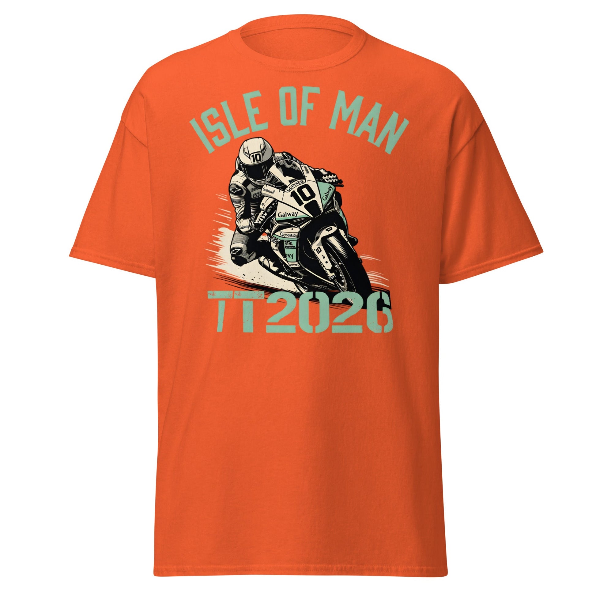 Isle of Man TT 2026 Racing T-Shirt - Vintage Biker Graphic - Orange - T-Shirts Online