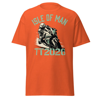 Isle of Man TT 2026 Racing T-Shirt - Vintage Biker Graphic - Orange - T-Shirts Online