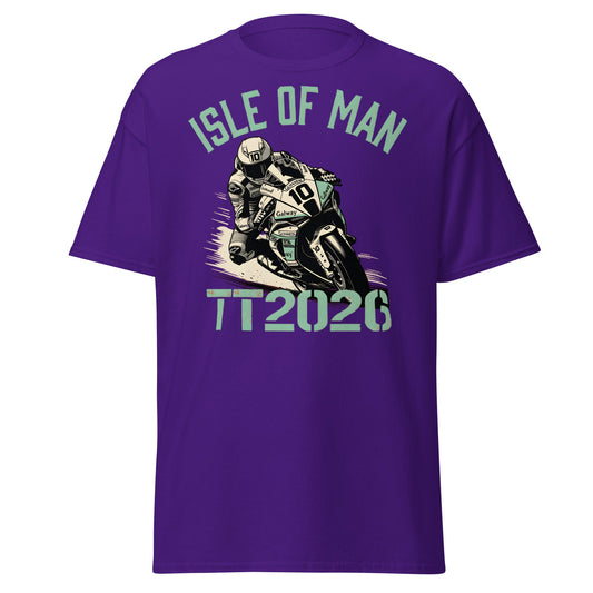 Isle of Man TT 2026 Racing T-Shirt - Vintage Biker Graphic - Purple - T-Shirts Online