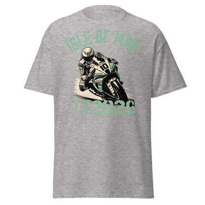 Isle of Man TT 2026 Racing T-Shirt - Vintage Biker Graphic - Sport Grey - T-Shirts Online
