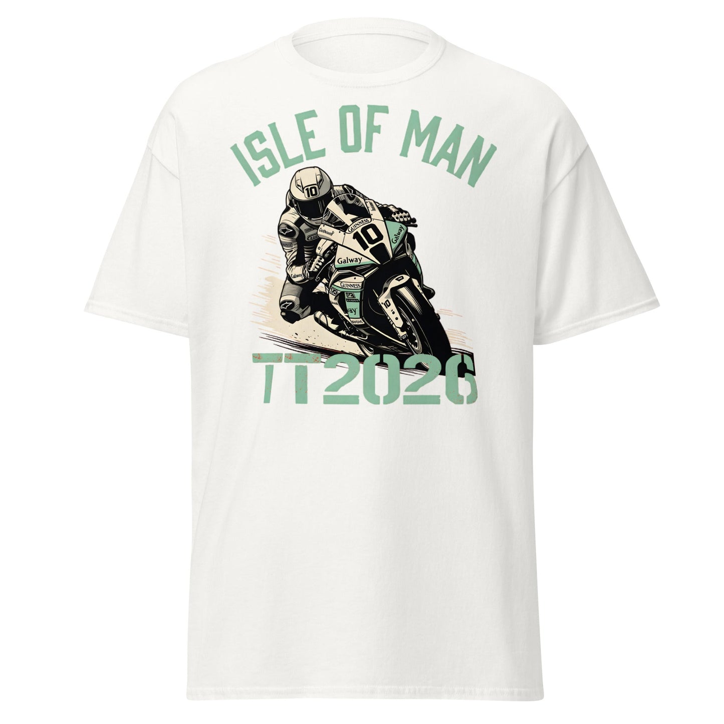 Isle of Man TT 2026 Racing T-Shirt - Vintage Biker Graphic - White - T-Shirts Online