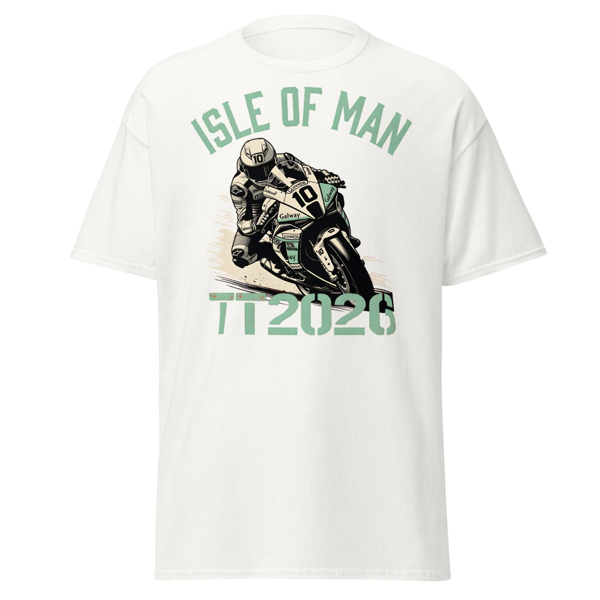 Isle of Man TT 2026 Racing T-Shirt - Vintage Biker Graphic - White - T-Shirts Online