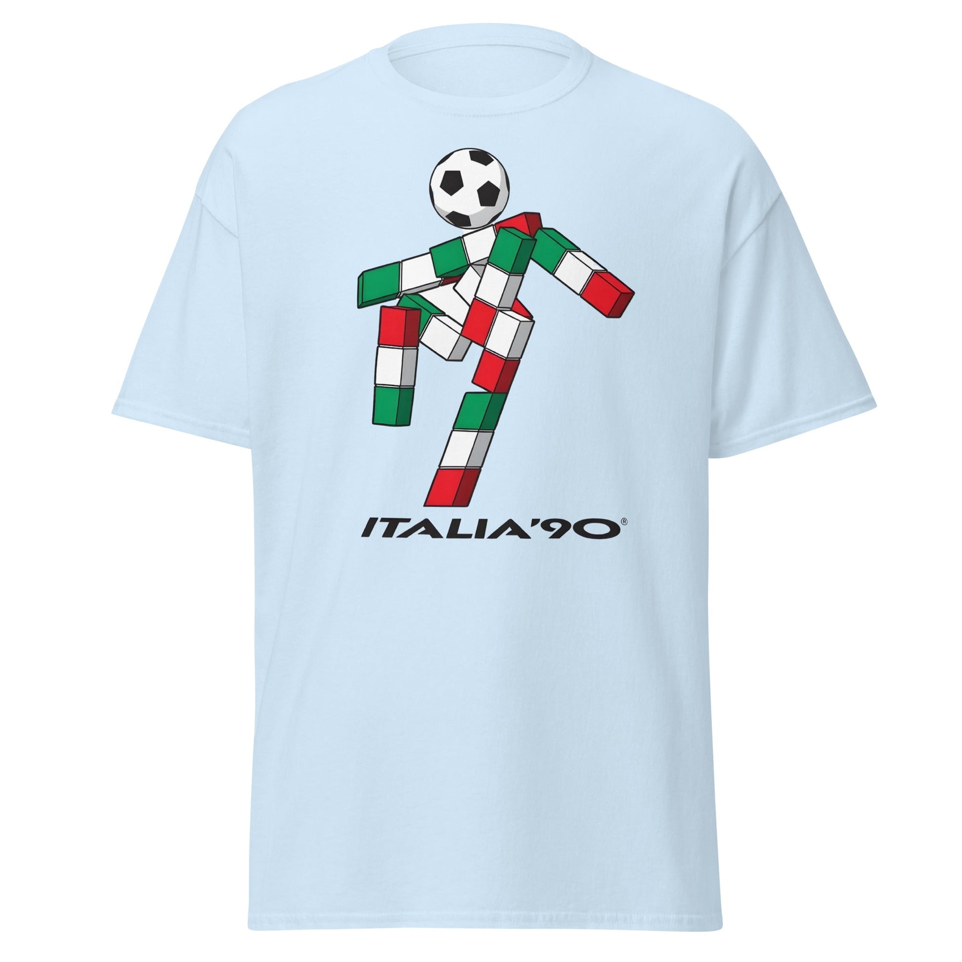 Italia '90 Retro Mascot T-Shirt - Ciao World Cup Tee - Light Blue - T-Shirts Online