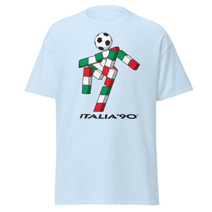Italia '90 Retro Mascot T-Shirt - Ciao World Cup Tee - Light Blue - T-Shirts Online