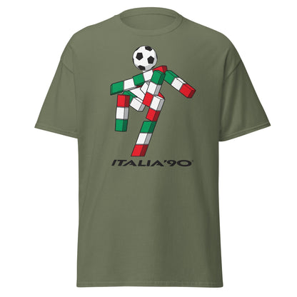 Italia '90 Retro Mascot T-Shirt - Ciao World Cup Tee - Military Green - T-Shirts Online