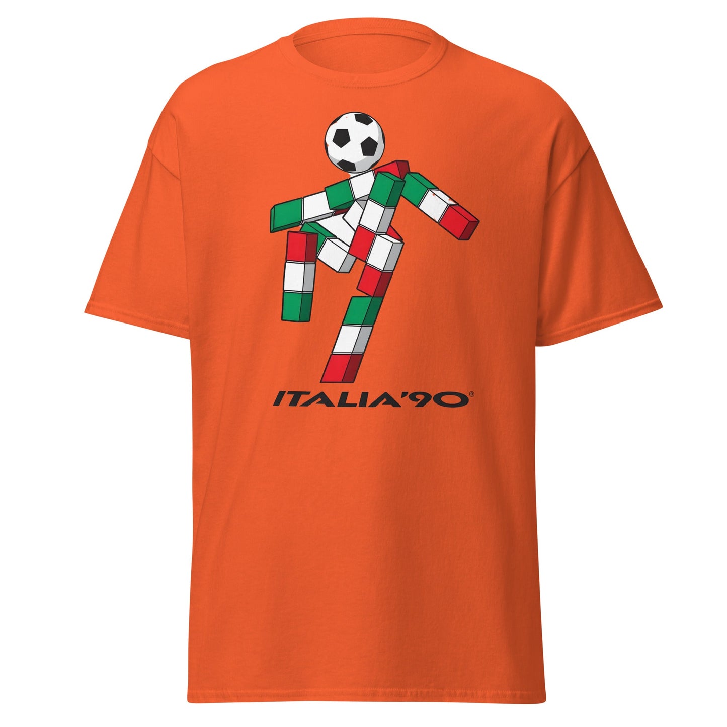 Italia '90 Retro Mascot T-Shirt - Ciao World Cup Tee - Orange - T-Shirts Online