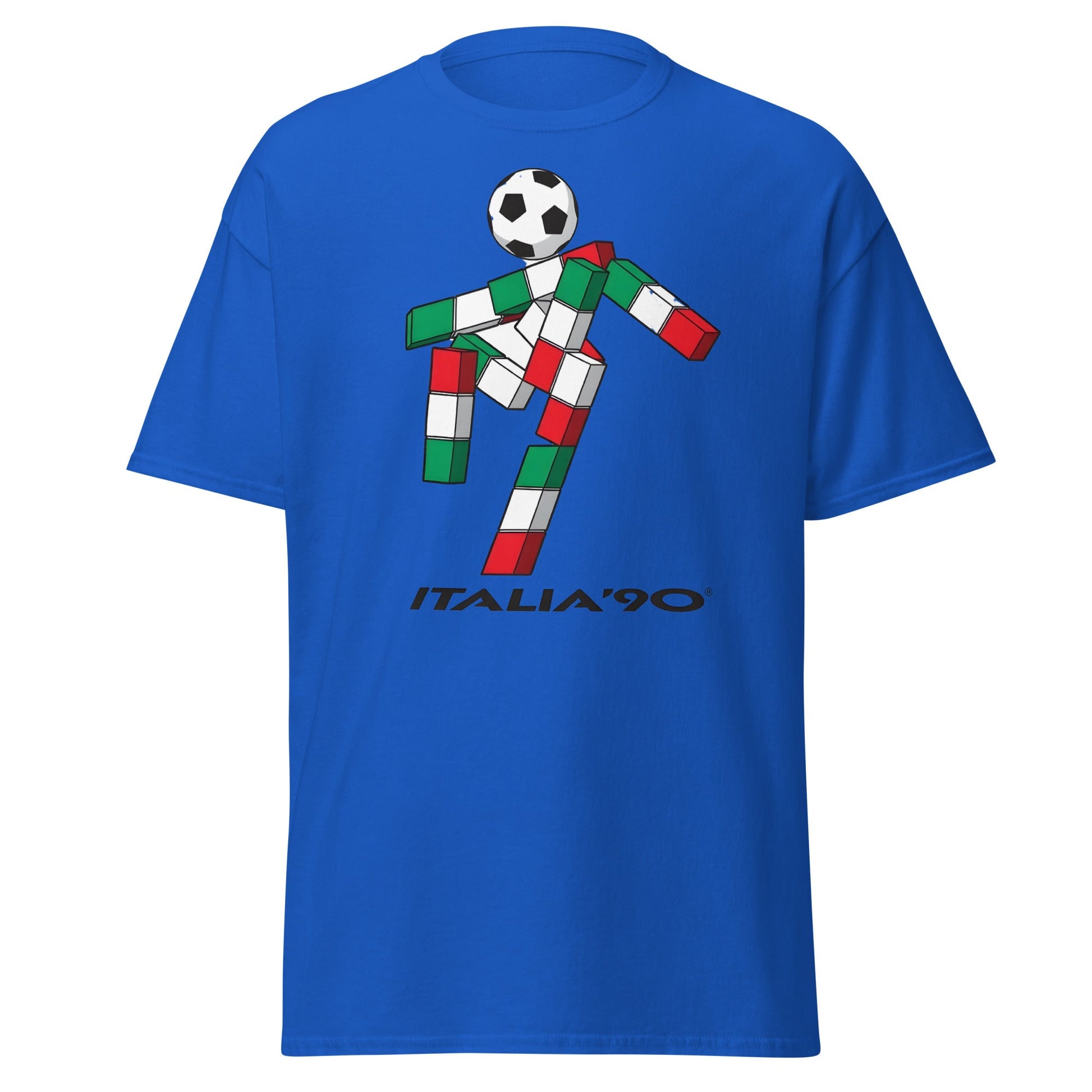 Italia '90 Retro Mascot T-Shirt - Ciao World Cup Tee - Royal - T-Shirts Online