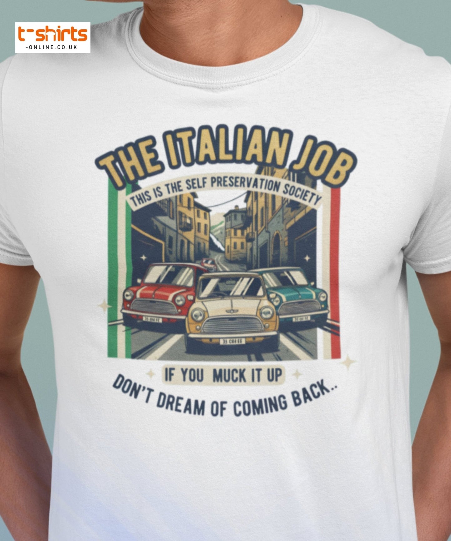 Italian Job T-Shirt | Retro Mini Cooper Car Chase Tee - Black - T-Shirts Online