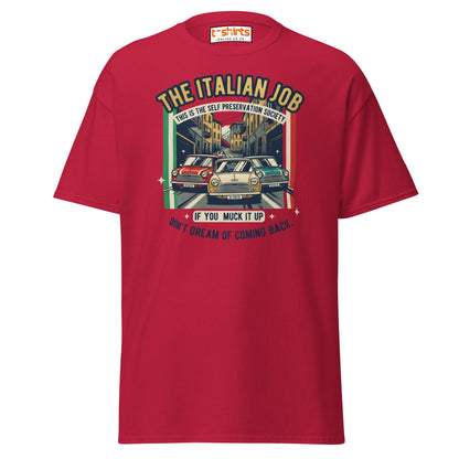 Italian Job T-Shirt | Retro Mini Cooper Car Chase Tee - Cardinal - T-Shirts Online