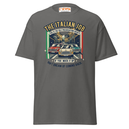 Italian Job T-Shirt | Retro Mini Cooper Car Chase Tee - Charcoal - T-Shirts Online