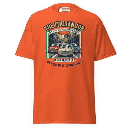 Italian Job T-Shirt | Retro Mini Cooper Car Chase Tee - Orange - T-Shirts Online