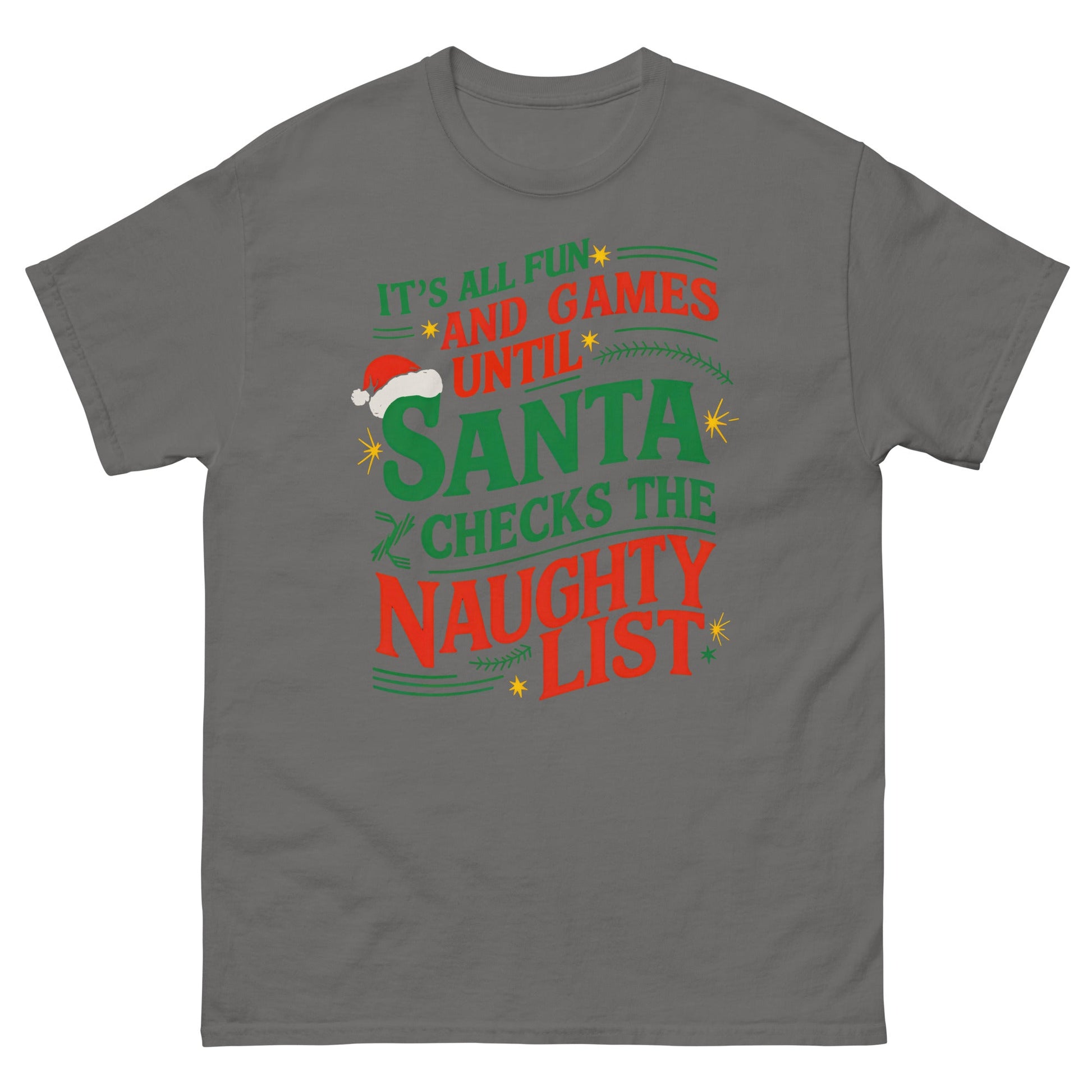 It's All Fun and Games | Christmas T-Shirt - Charcoal - T-Shirts Online