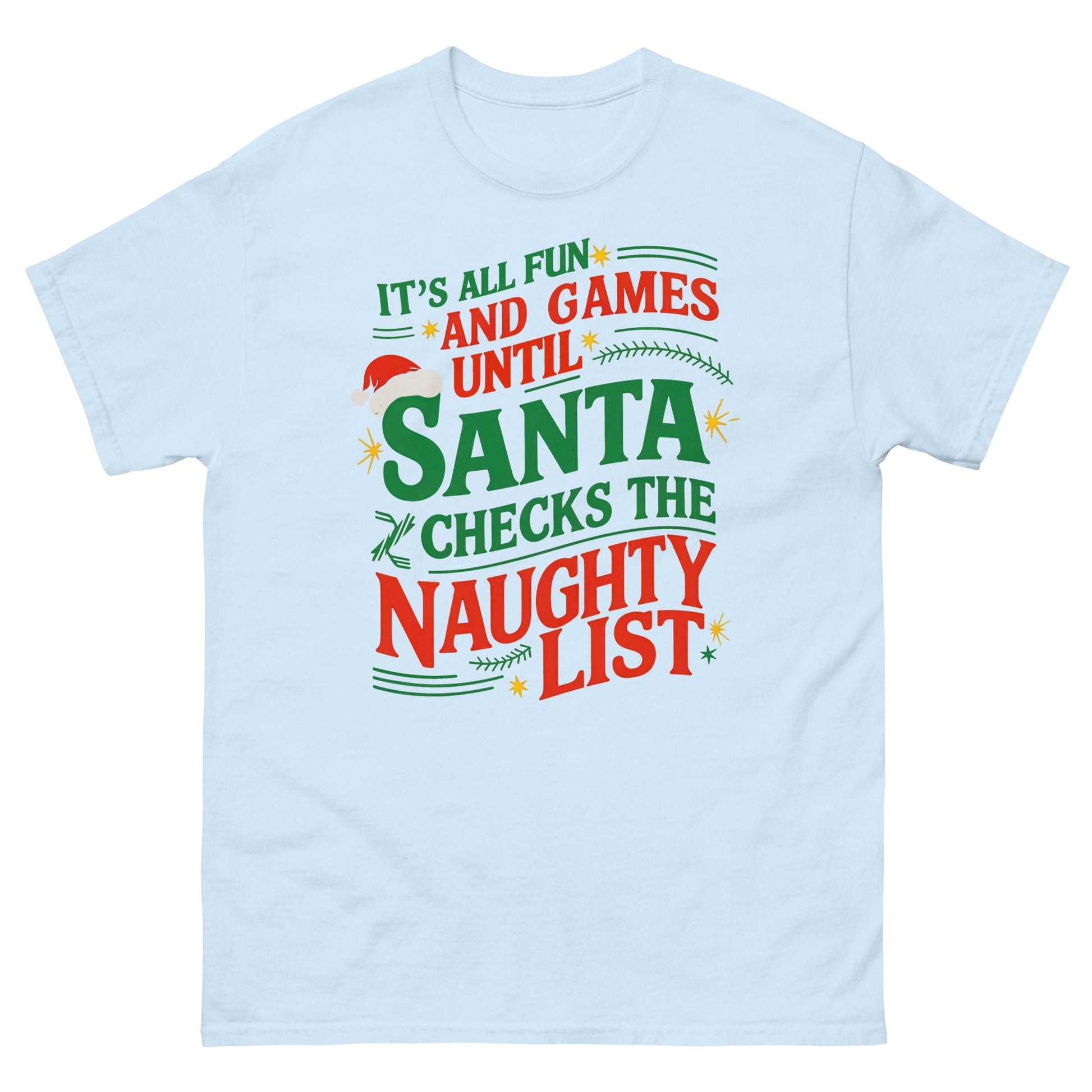 It's All Fun and Games | Christmas T-Shirt - Light Blue - T-Shirts Online