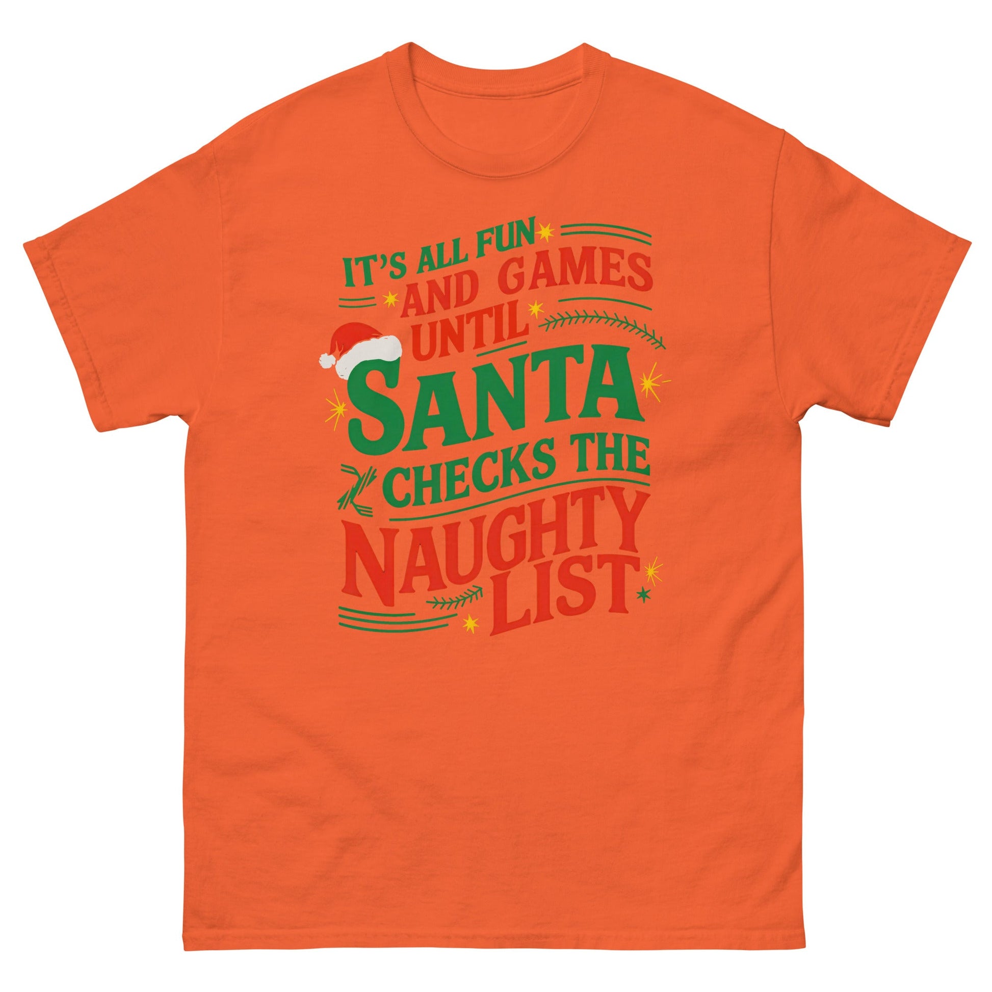 It's All Fun and Games | Christmas T-Shirt - Orange - T-Shirts Online