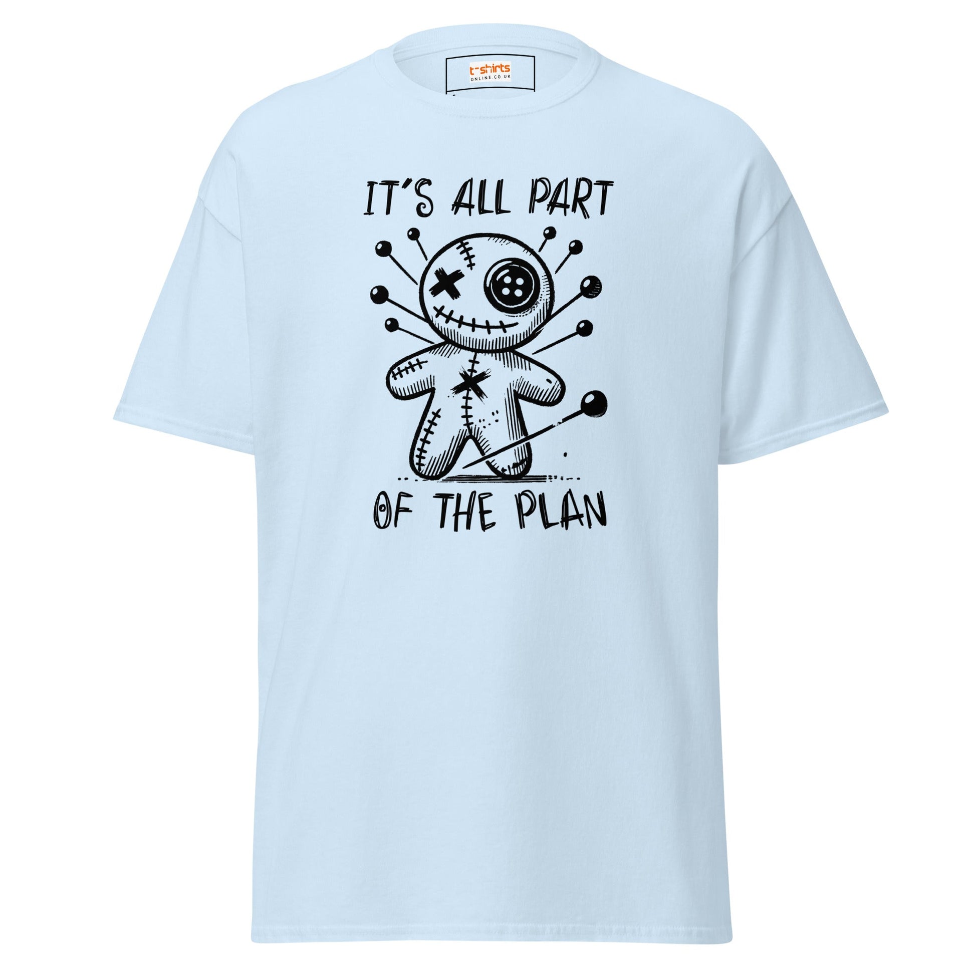It's All Part of the Plan | Voodoo Doll T-Shirt - Light Blue - T-Shirts Online