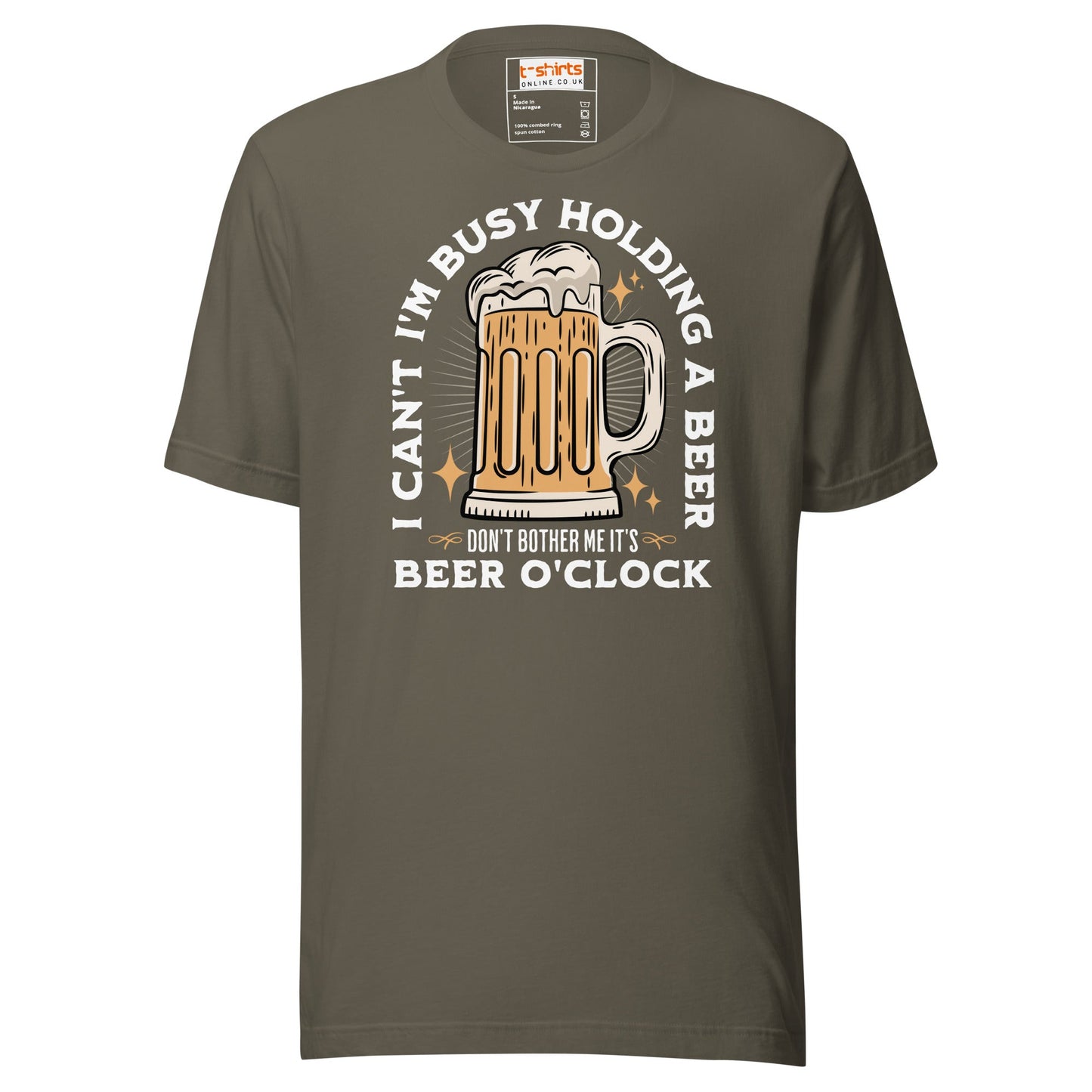 It's Beer O'Clock T-Shirt | Funny Slogan T-Shirt - Army - T-Shirts Online