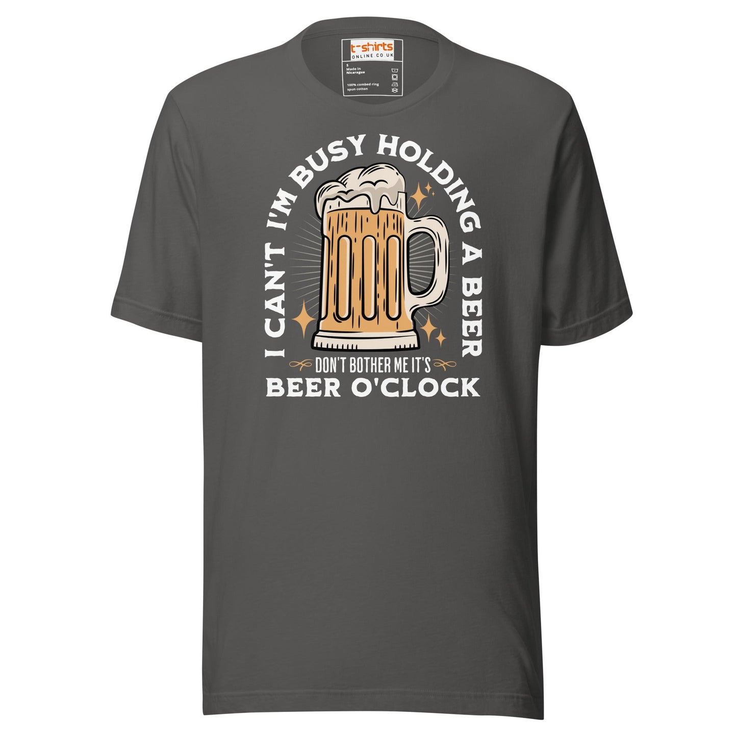 It's Beer O'Clock T-Shirt | Funny Slogan T-Shirt - Asphalt - T-Shirts Online