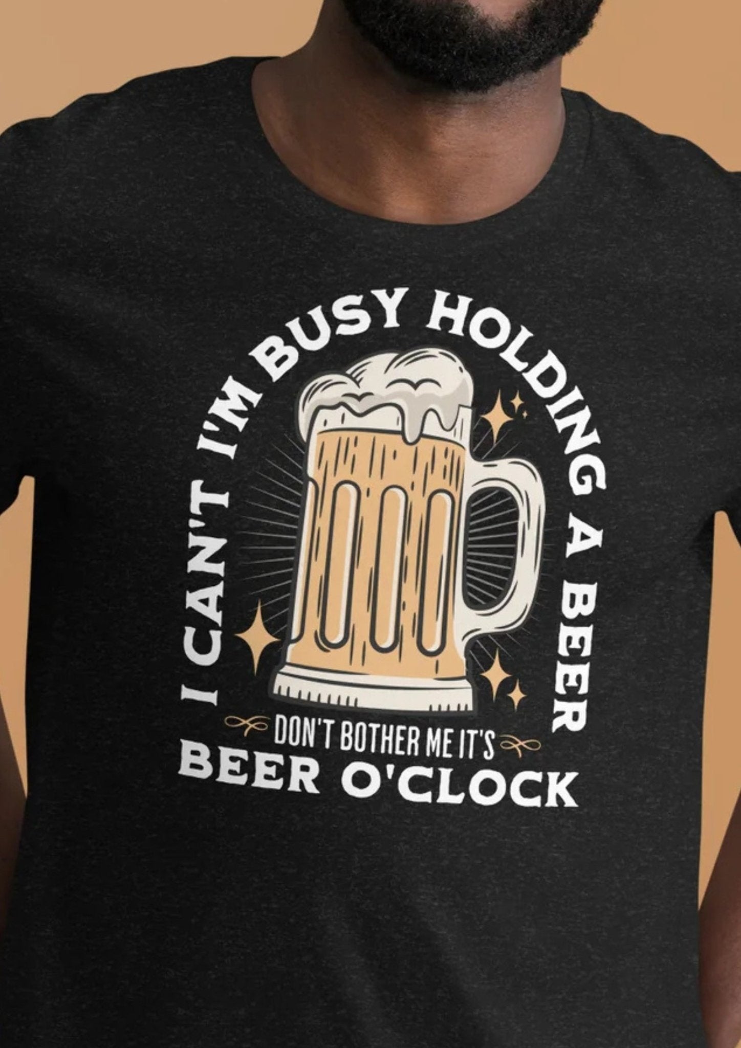 It's Beer O'Clock T-Shirt | Funny Slogan T-Shirt - Black Heather - T-Shirts Online